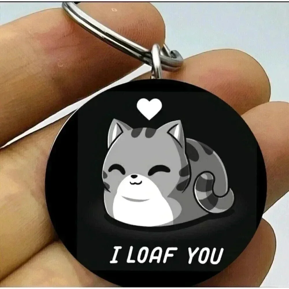 Kitten Kitty Cat Hot Funny I Loaf You  Keychain